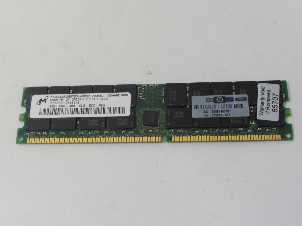 MT36VDDF25672G-40BD2 - Micron / HP 2GB Memory Module. PC3200R DDR400 CL3 - Refurbished