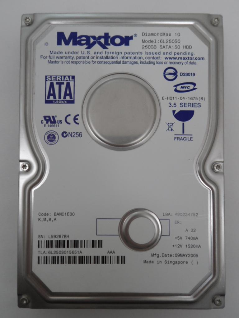 PR19949_6L250S0_Maxtor 250GB SATA 3.5" 7200rpm Hard Drive - Image3