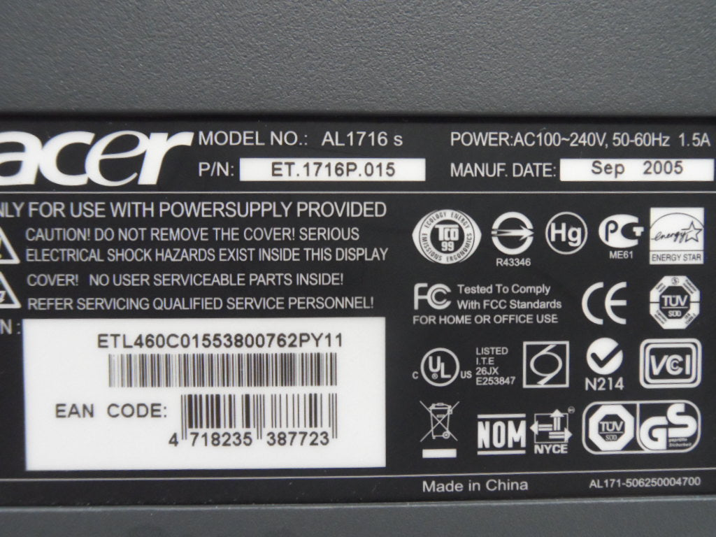 PR16240_ET.1716P.015_Acer AL1716 17" LCD Silver Monitor - Image5