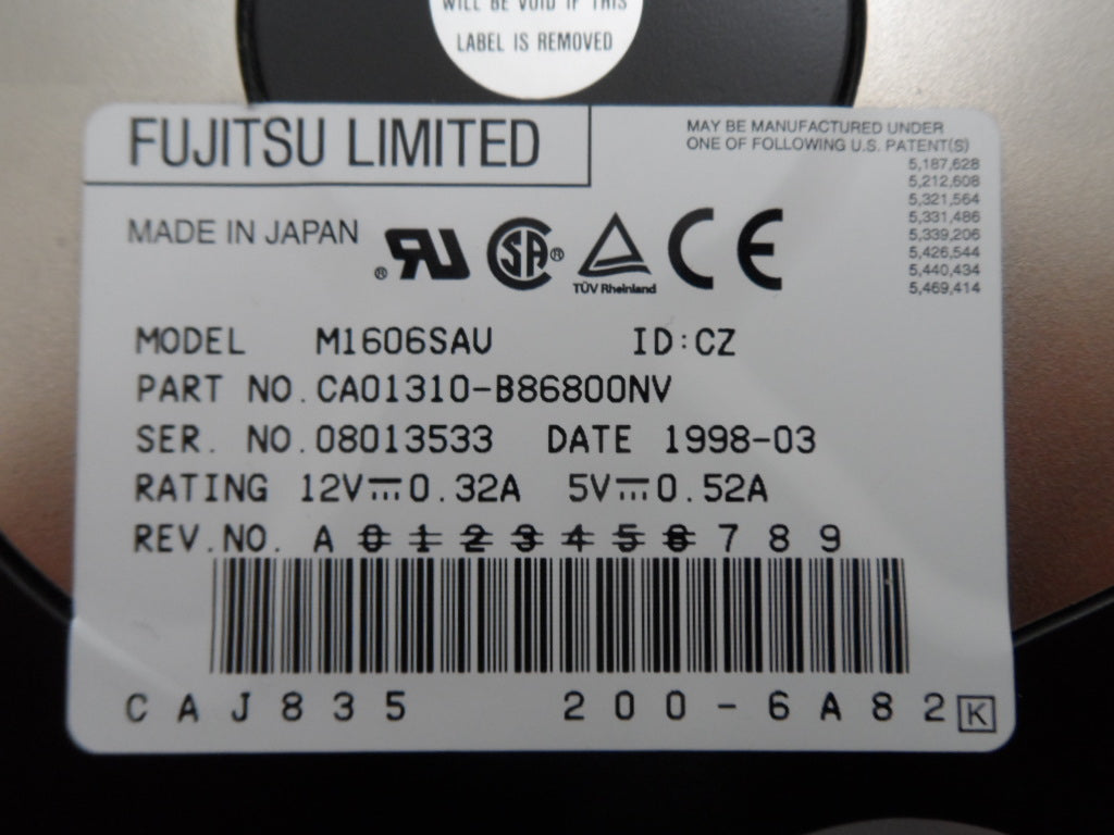 PR17161_CA01310-B86800NV_Fujitsu 1GB SCSI 50 Pin 5400rpm 3.5in HDD - Image4