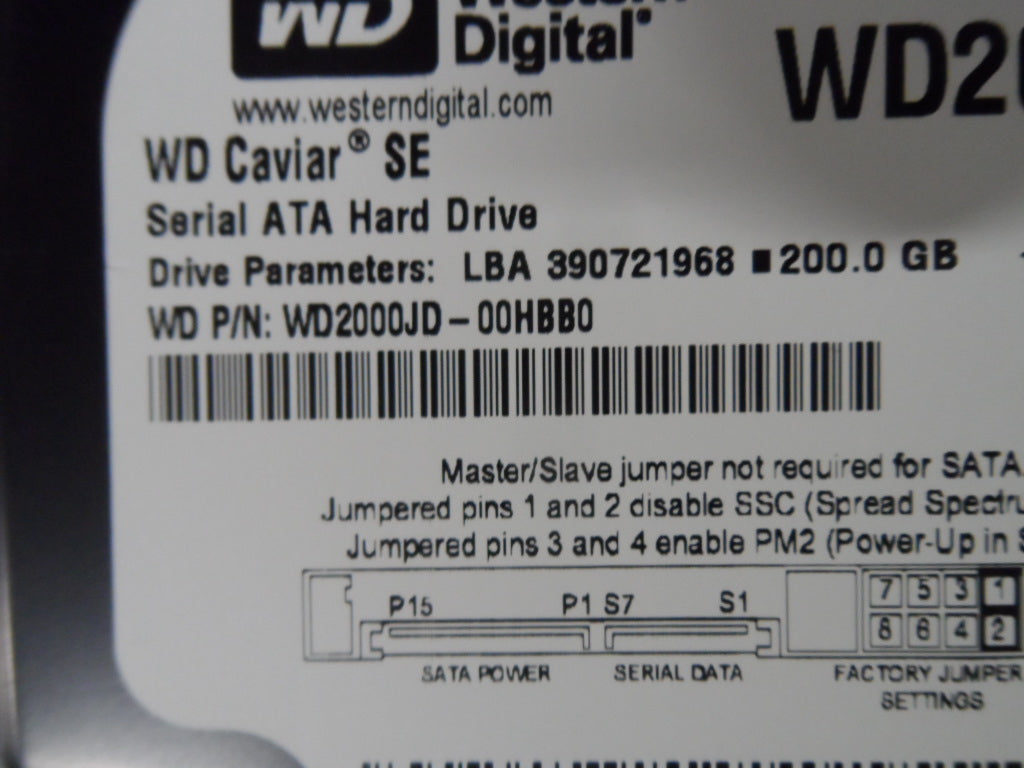WD2000JD-00HBB0 - Western Digital WD2000 Caviar 200GB 3.5in SATA Hdd - 7200RPM - Refurbished