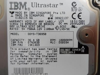 PR17599_07N3830_IBM 36.4Gb SCSI 80 Pin 10Krpm 3.5in Hard Drive - Image2