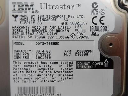 PR23711_07N3830_IBM 36.4Gb SCSI 80 Pin 10Krpm 3.5in Hard Drive - Image2