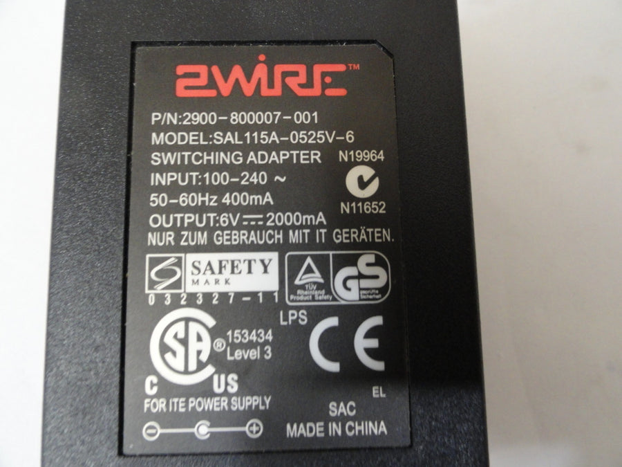 PR11871_2900-800007-001_2Wire AC 6V Adaptor - Image2