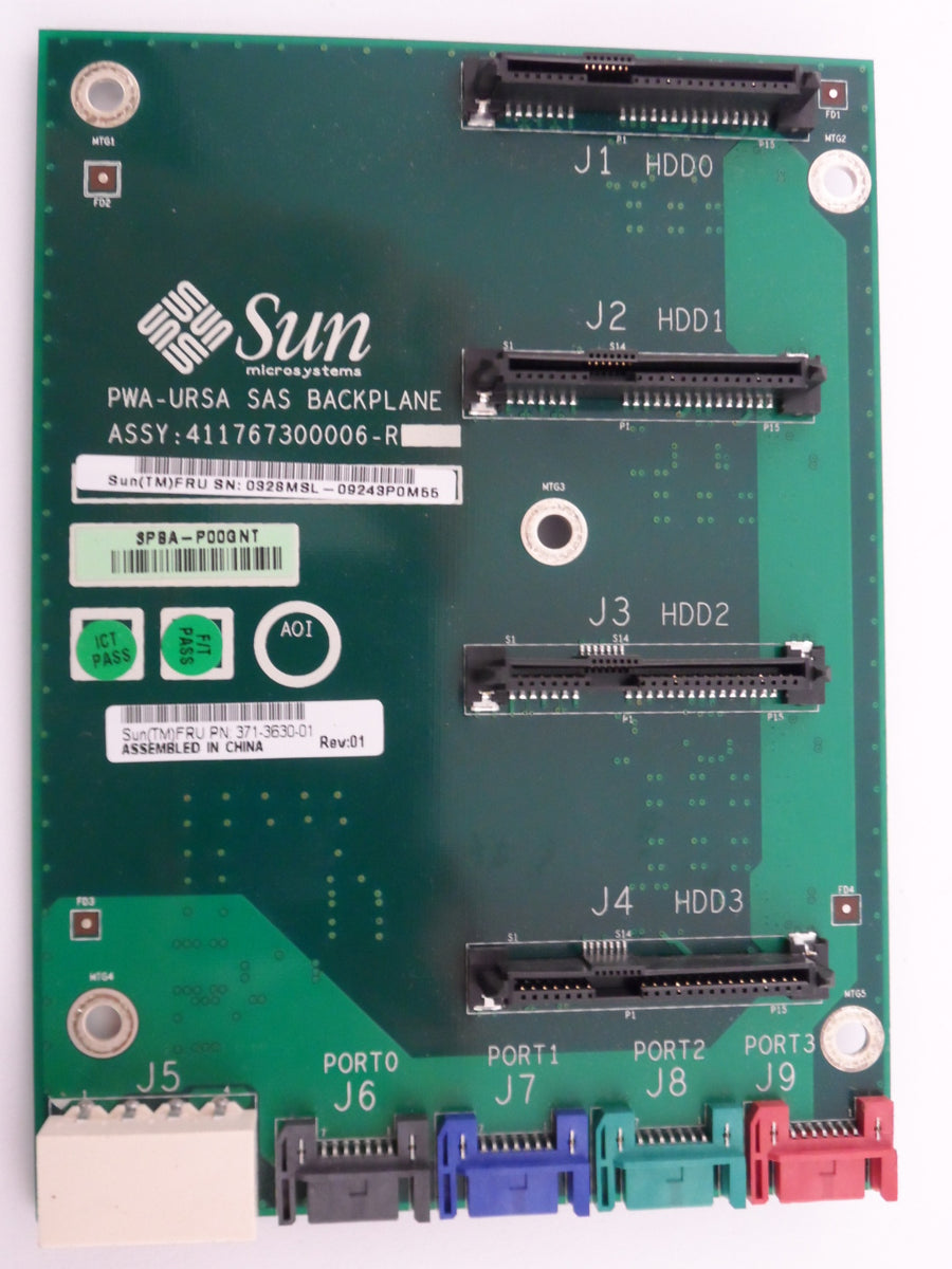 371-3630-01 - Sun 4-Slot SAS/SATA Disk Backplane (p/n 371-3630) For the Sun Ultra 24 - Refurbished