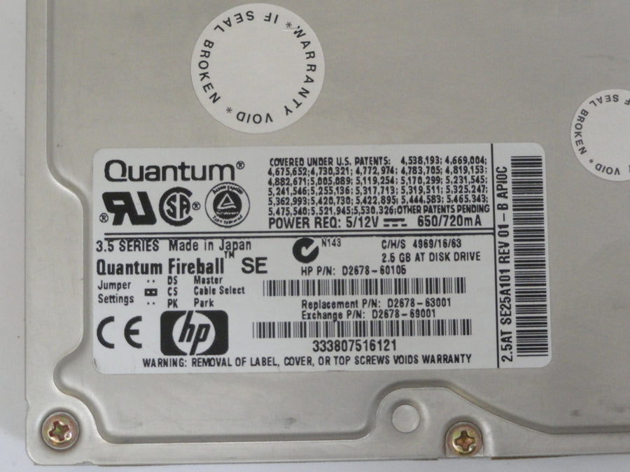 PR12165_SE25A101_Quantum HP 3.2GB IDE 5400rpm 3.5in HDD - Image2