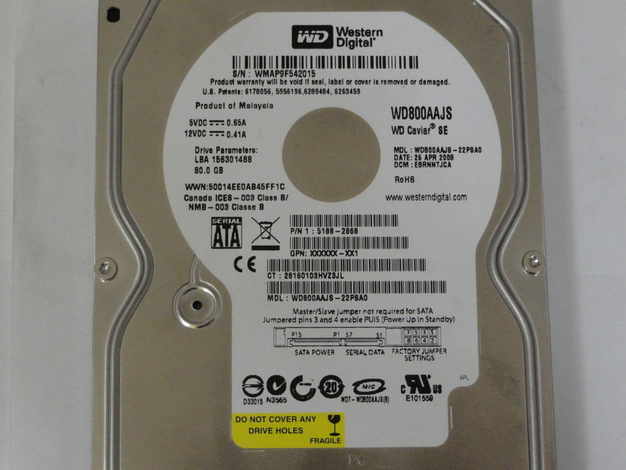 WD800AAJS - Compaq/WD 80Gb Sata 3.5" HDD - Refurbished