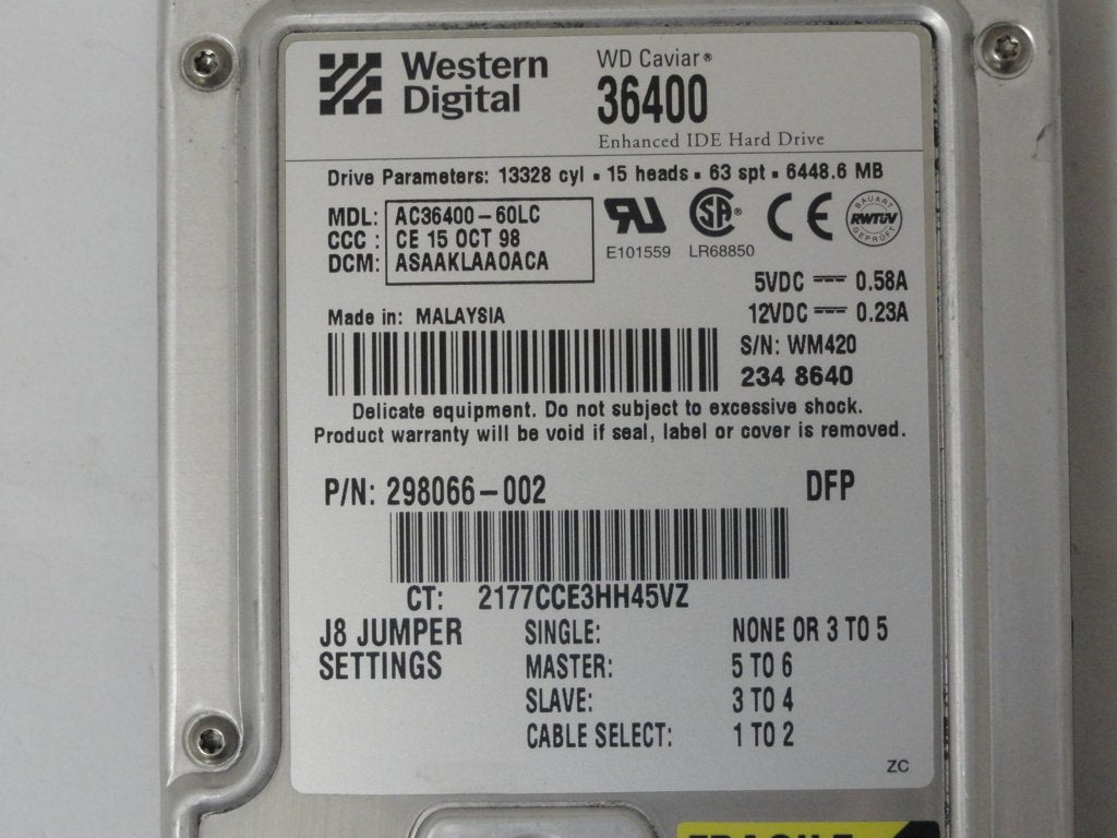 MC2269_AC36400-60LC_Western Digital 6.4Gb IDE 3.5" HDD - Image2