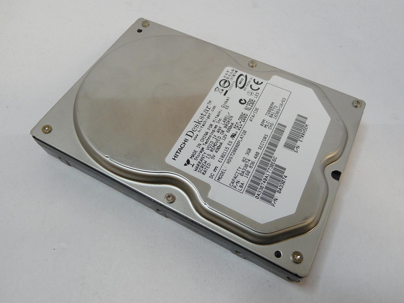 0A33074 - Hitachi 80GB IDE 7200rpm 3.5in Deskstar HDD - USED