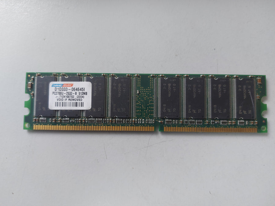 Dane-Elec 512MB PC2700 DDR-333MHz non-ECC Unbuffered CL2.5 184-Pin DIMM ( D1D333-064645I ) REF