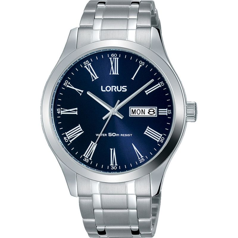 Lorus Stainless Steel Blue Roman Dial Bracelet Mens Watch ( RXN57DX9 ) NEW