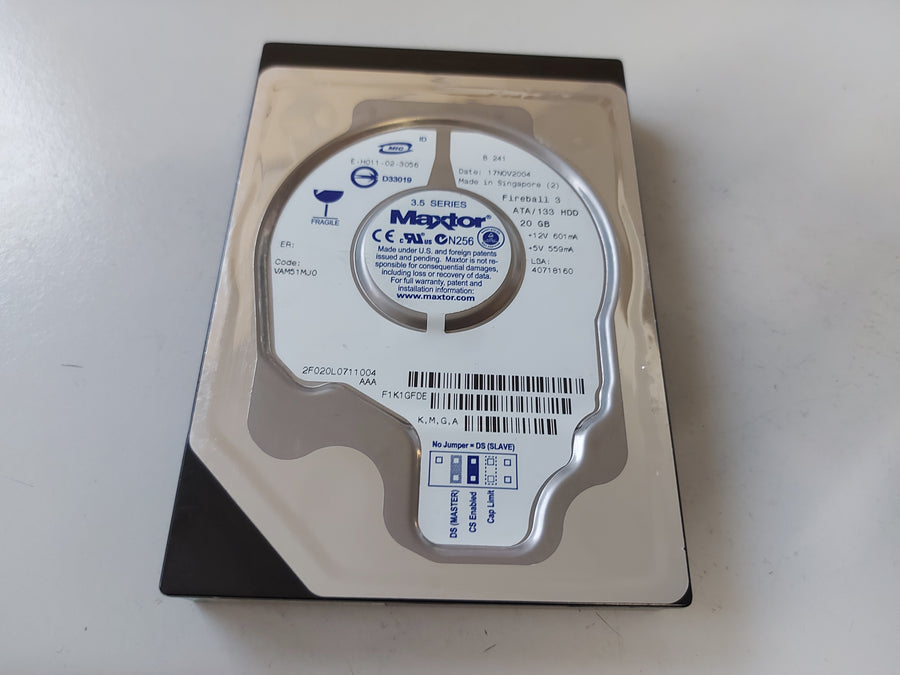 Maxtor Fireball 3 20GB 5400RPM IDE 2MB Cache 3.5-inch Internal HDD ( 2F020L0 ) ASIS