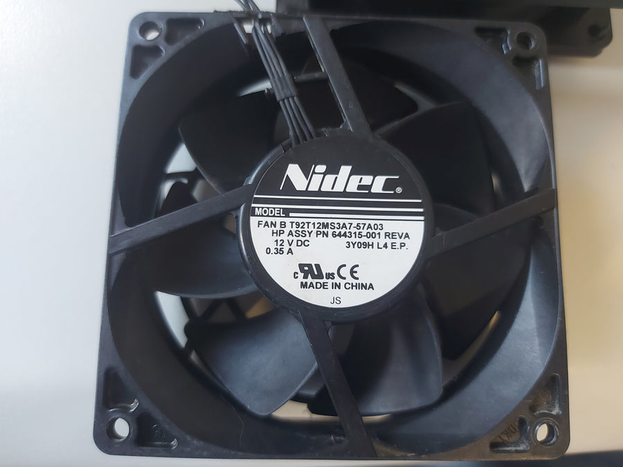 HP Nidec Dual Rear 12VDC 0.35A 9cm Cooling Fan ( T92T12MS3A7-57A03 644315-001 ) USED