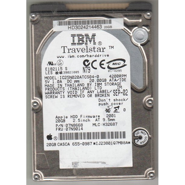 Hitachi IBM Travelstar 20GB IDE 2.5" Internal Laptop HDD ( 07N8668 IC25N020ATCS04-0 07N9014 ) REF