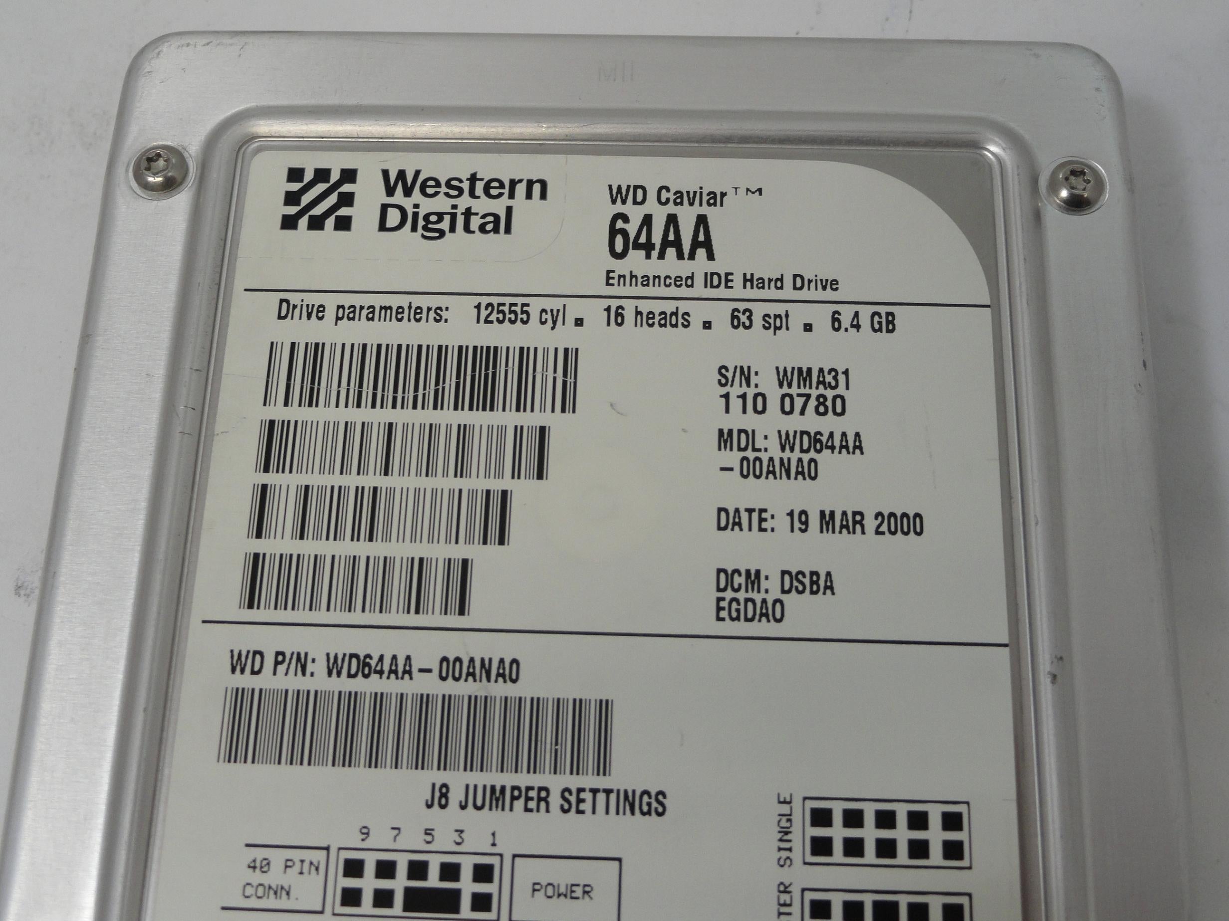 Western Digital 6.4Gb IDE 3.5" 5400Rpm HDD ( WD64AA-00ANA0 ) REF