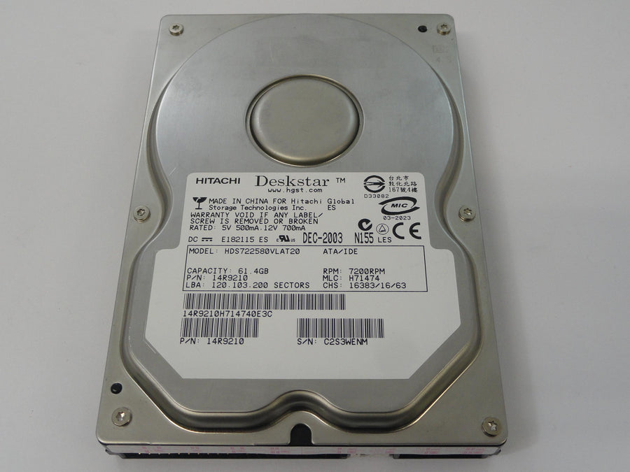 Hitachi 61.4GB IDE 7200rpm 3.5in HDD ( 14R9210 HDS722580VLAT20 ) ASIS