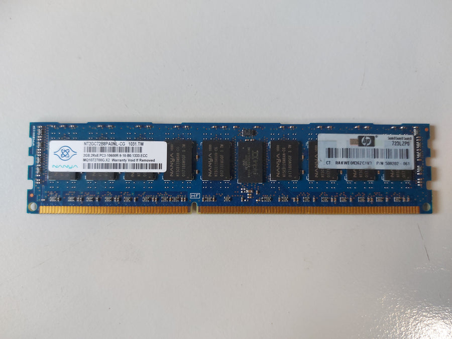 Nanya HP 2GB PC3-10600 DDR3-1333MHz ECC Registered CL9 240-Pin DIMM Module ( NT2GC72B8PA0NL-CG 500202-061 ) REF