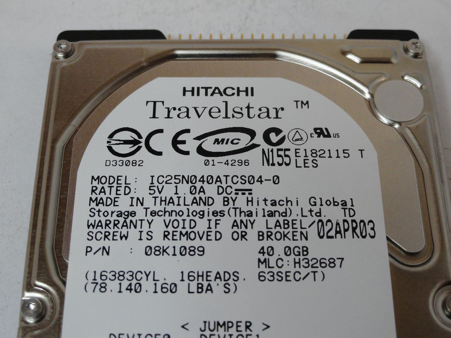 PR23961_08K1089_Hitachi 40GB IDE 4200rpm 2.5in HDD - Image3