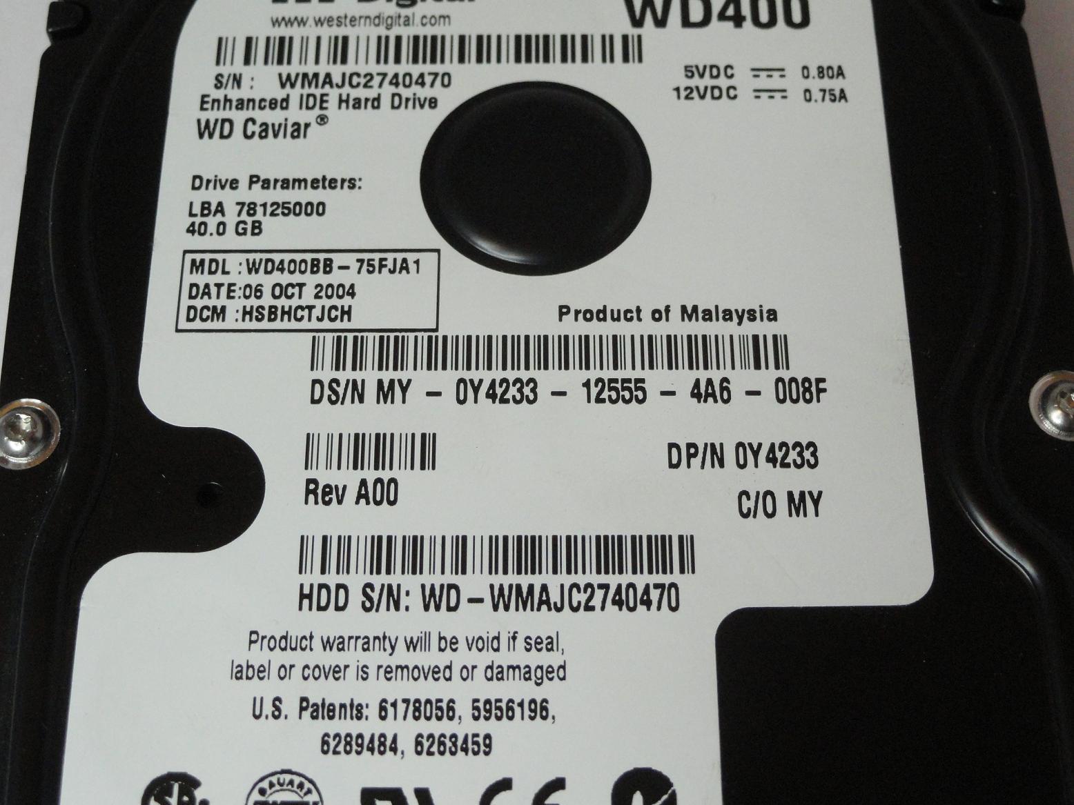 MC6391_WD400BB-75FRA0_Western Digital Dell 40GB IDE 7200rpm 3.5in HDD - Image3