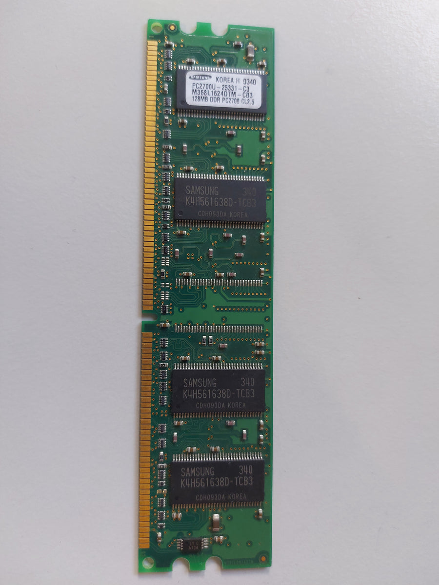 Samsung 128MB DDR-333MHz PC2700 non-ECC Unbuffered CL2.5 184-Pin DIMM Memory Module ( M368L1624DTM-CB3 ) REF