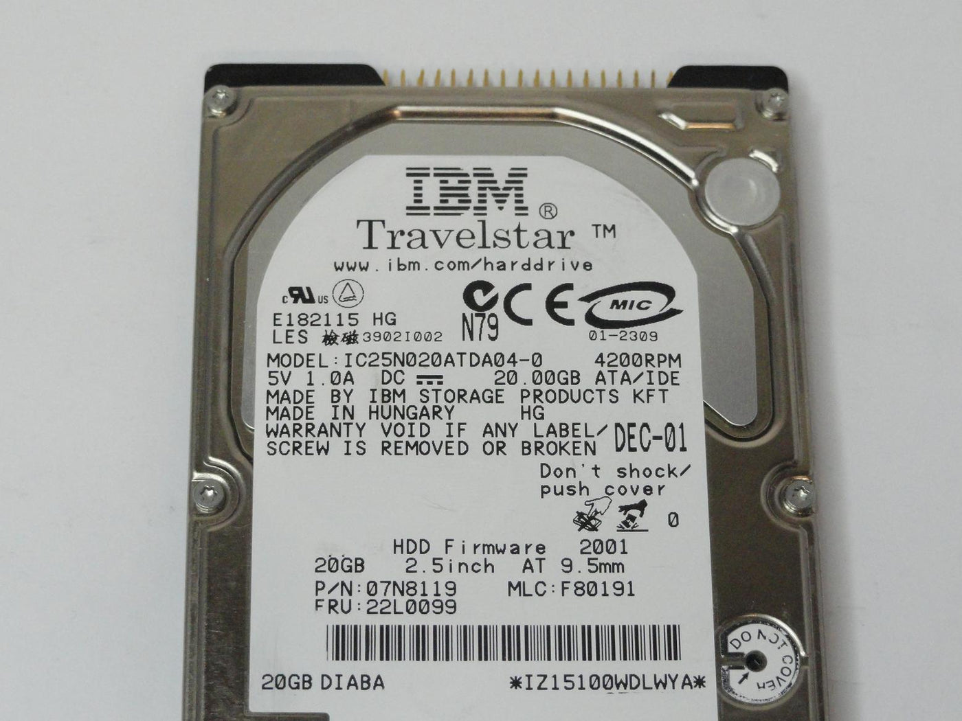 PR00172_07N8119_IBM 20GB IDE 4200rpm 2.5in HDD - Image3