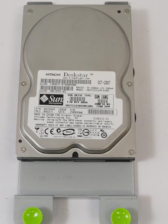 0A33449 - Hitachi / Sun 160GB SATA 3.5" Hard Drive In Caddy With Connection Cables. MLC:BA2271 - Refurbished