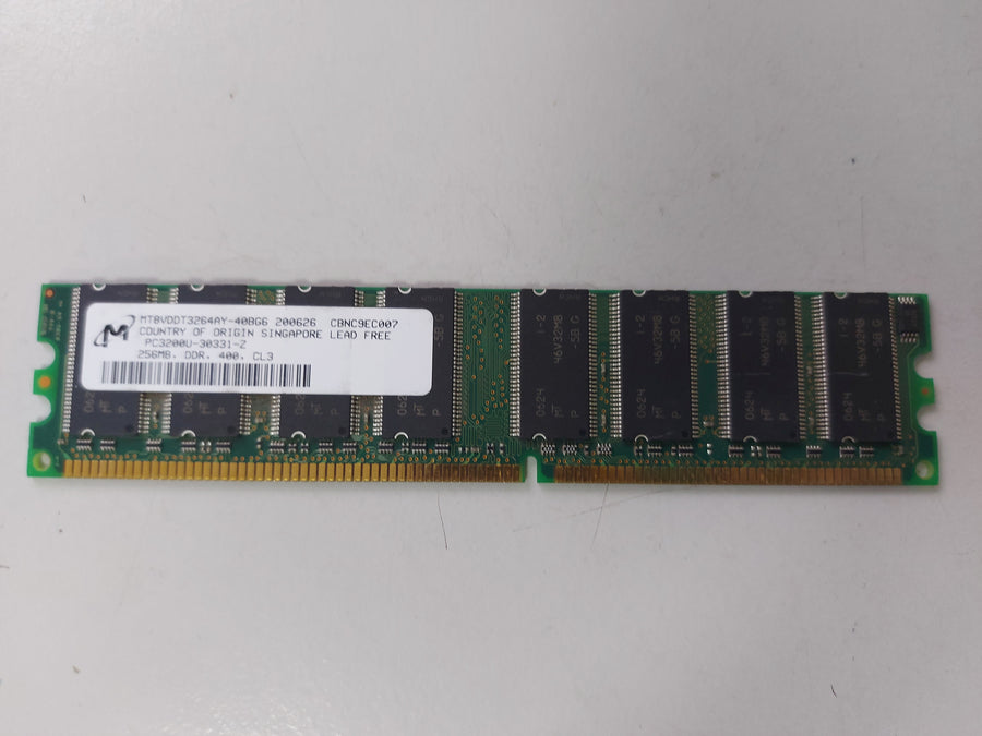 Micron 256MB DDR PC3200 NonECC Unbuffered 184-Pin DIMM Module ( MT8VDDT3264AY-40BG6 ) REF