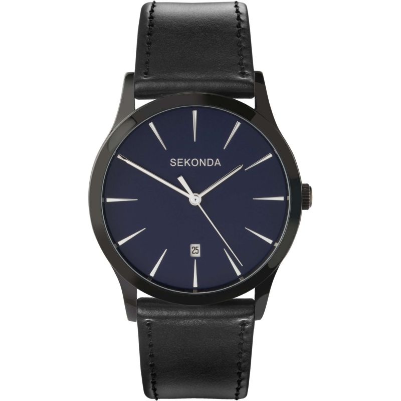 Sekonda Men's Classic Quartz Analogue Black Leather Strap Date Watch 3536