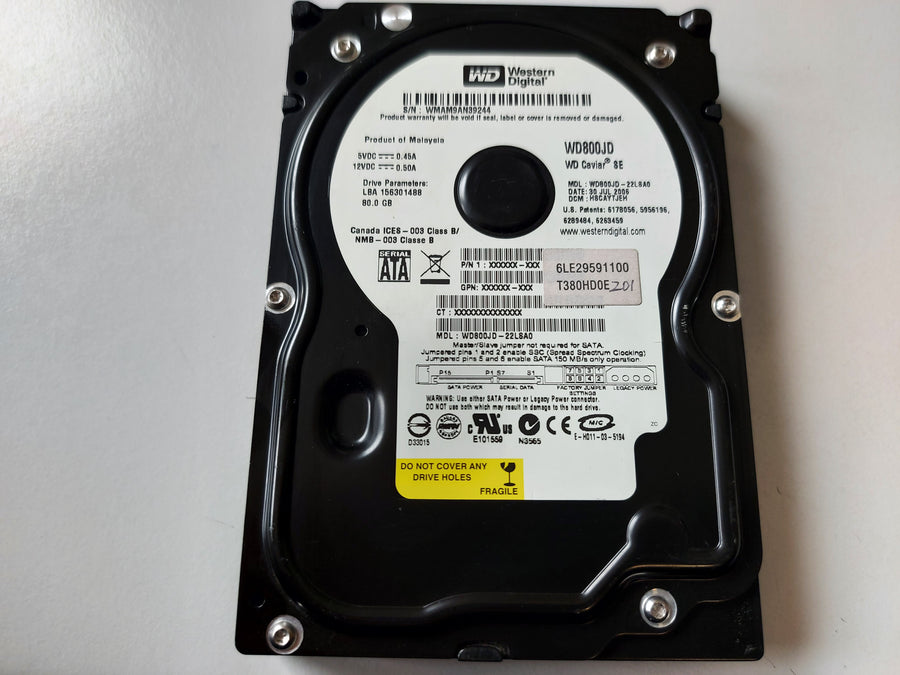 Western Digital Caviar SE 80GB 7200rpm SATA 3.5in HDD ( WD800JD WD800JD-22LSA0 ) USED