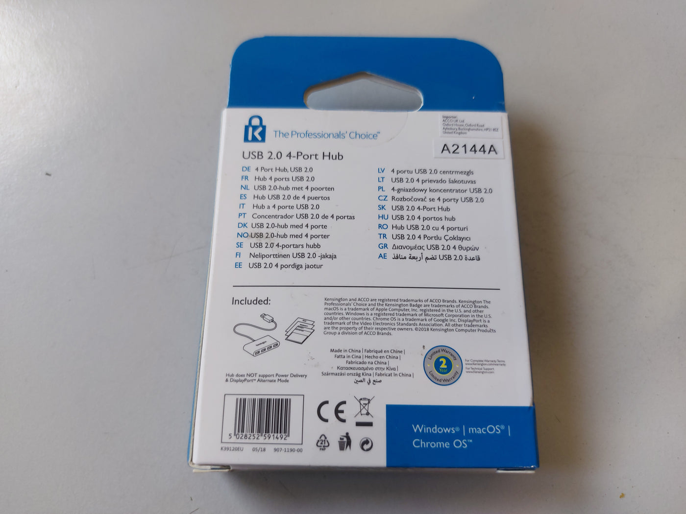 Kensington USB 2.0 4-Port Hub ( K39120EU ) NEW