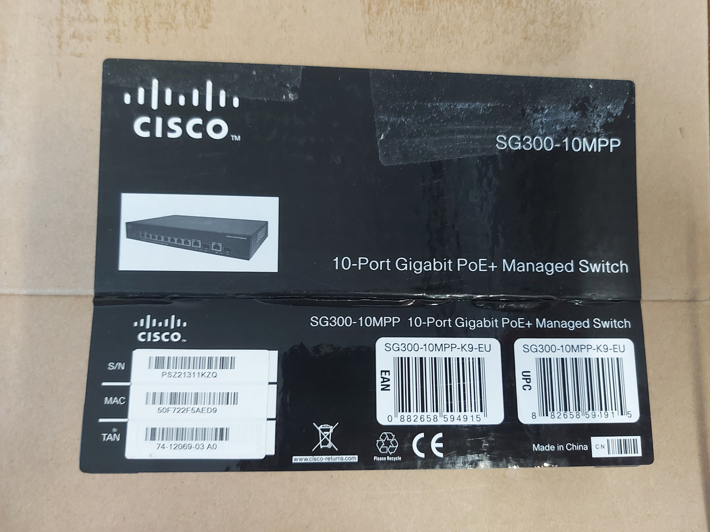 Cisco SG300-10MPP 10-Port Gigabit Max PoE+ Managed Switch ( SG300-10MPP-K9-EU ) NOB