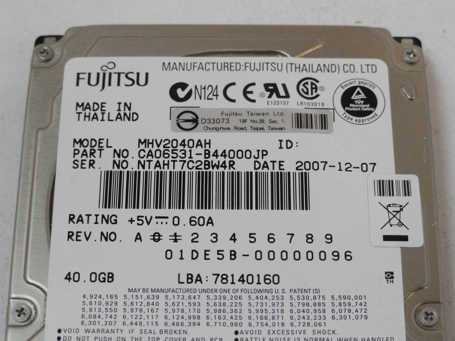 MC4297_CA06377-B11400DL_Fujitsu 40GB IDE 5400rpm 2.5in HDD - Image3