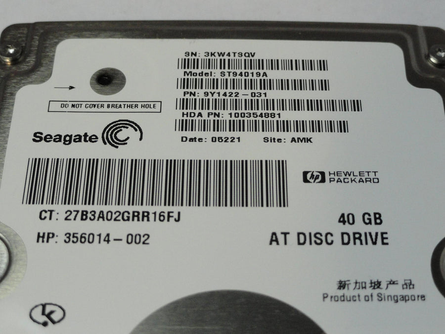 9Y1422-031 - Seagate HP 40Gb DE 4200rpm 2.5in HDD - Refurbished