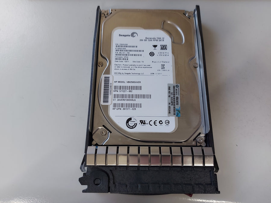 Seagate HP 250GB 7200RPM SATA 3.5" HDD in Caddy ( 9SL131-780 ST3250318AS 571227-002 397377-028 459318-001 ) USED