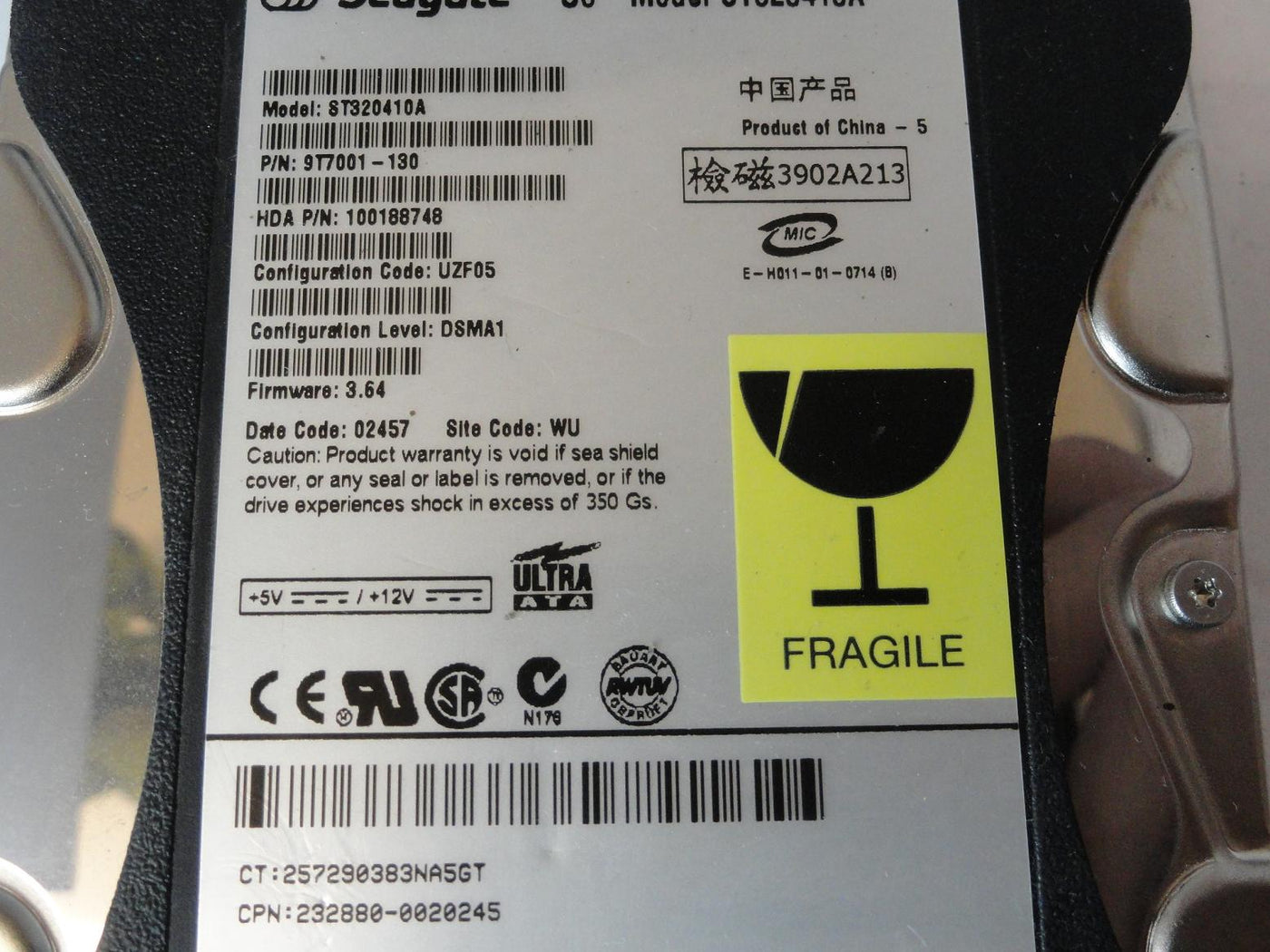 Seagate Compaq 20GB IDE 5400rpm 3.5in HDD ( 9T7001-130 ST320410A 254451-001 232880-002 ) ASIS