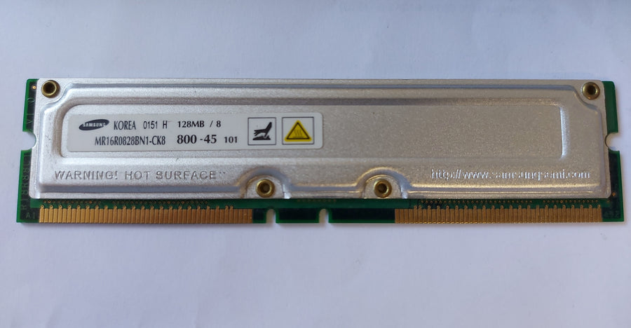 Samsung 128MB 184pin PC-800 non-ECC 45ns RDRAM RAMBUS Memory Module ( MR16R0828BN1-CK8 ) REF