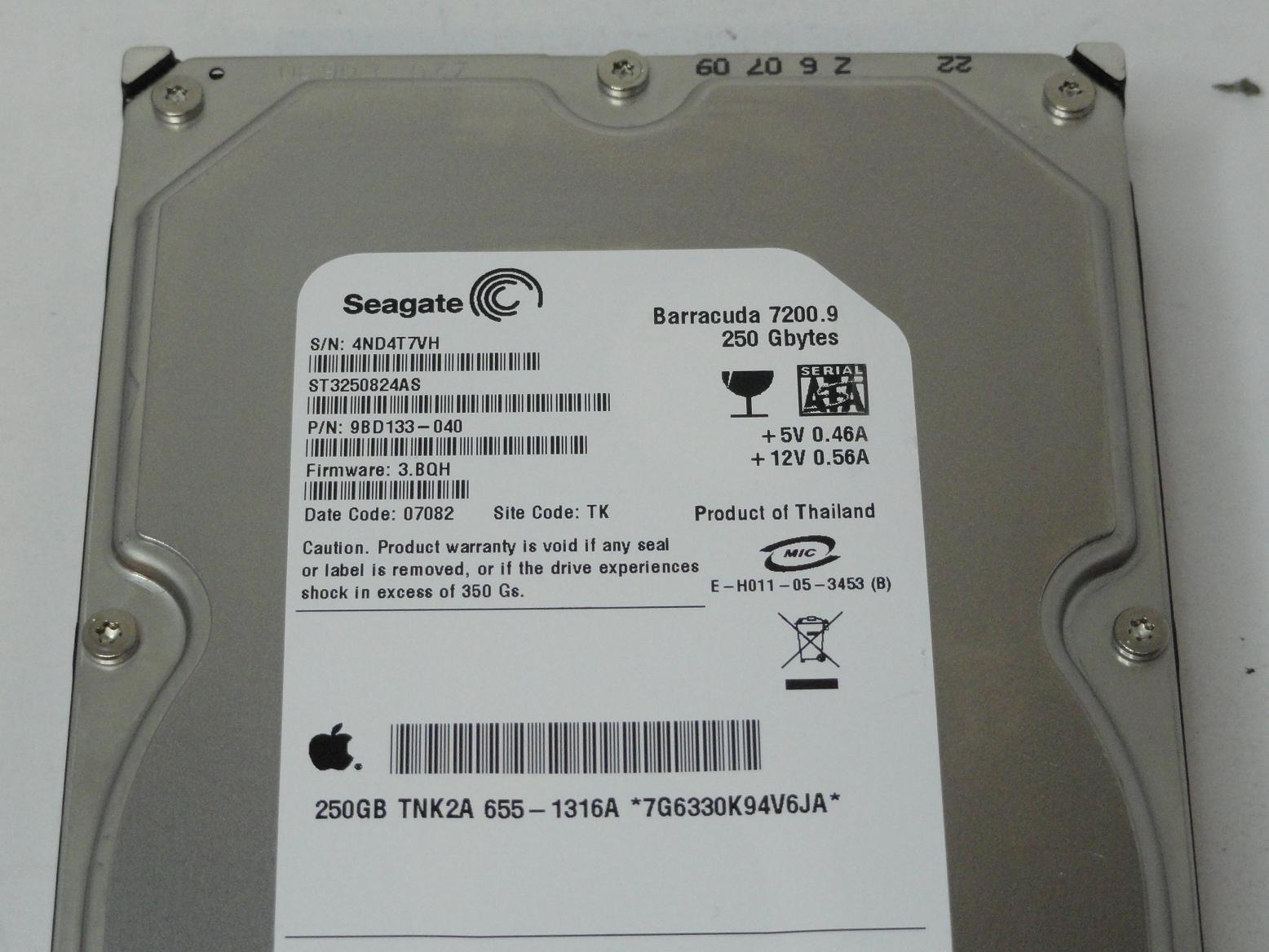 Seagate Apple 250GB SATA 7200rpm 3.5in HDD ( 9BD133-040 ST3250824AS 655-1316A ) ASIS