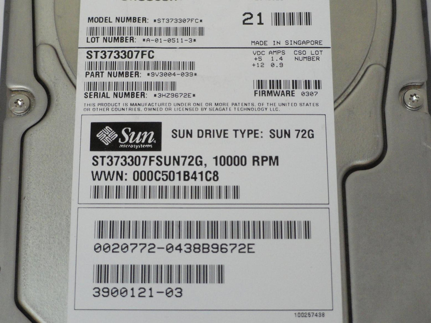 Seagate Sun 72GB Fibre Channel 10Krpm 3.5in HDD