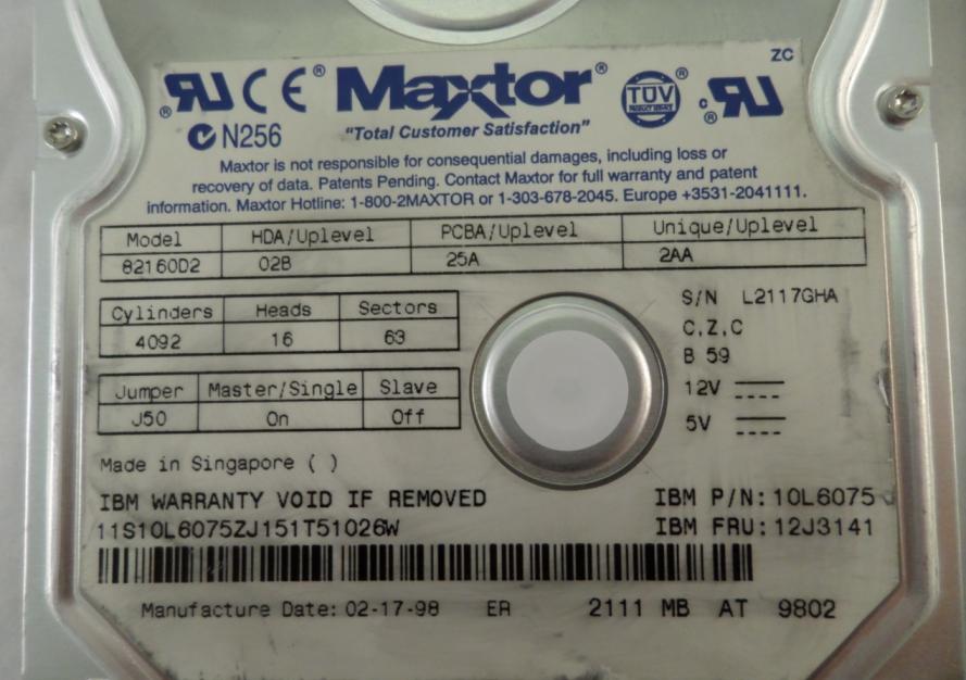 MC1051_2F040L0_Maxtor IBM 40Gb IDE 5400rpm 3.5in Low Profile HDD - Image3
