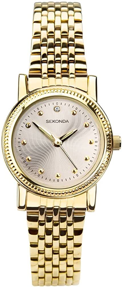 Sekonda Ladies Gold Plated Champagne Dial Bracelet Watch 2700