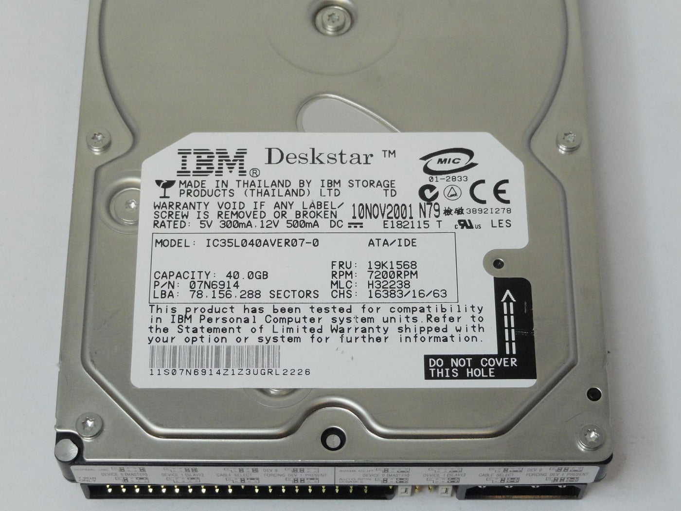 MC0560_07N6914_IBM 40GB IDE 7200rpm 3.5in HDD - Image3