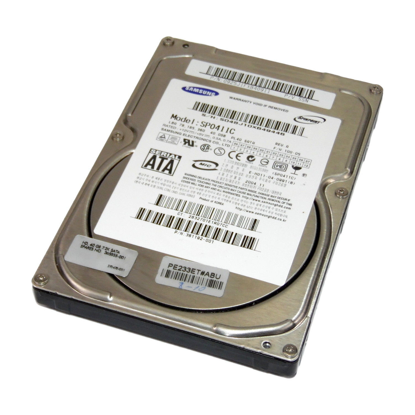 Samsung Compaq 40Gb SATA 7200rpm 3.5in HDD ( SP0411C 361192-001 365555-001 ) REF