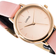 Lorus Womens Rose Gold Plated Pink Leather Strap Wristwatch RG240NX9
