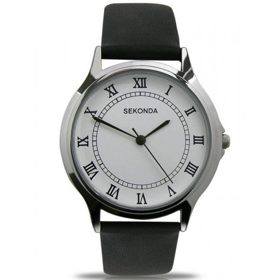 Sekonda Gents White & Black Leather Watch 3022