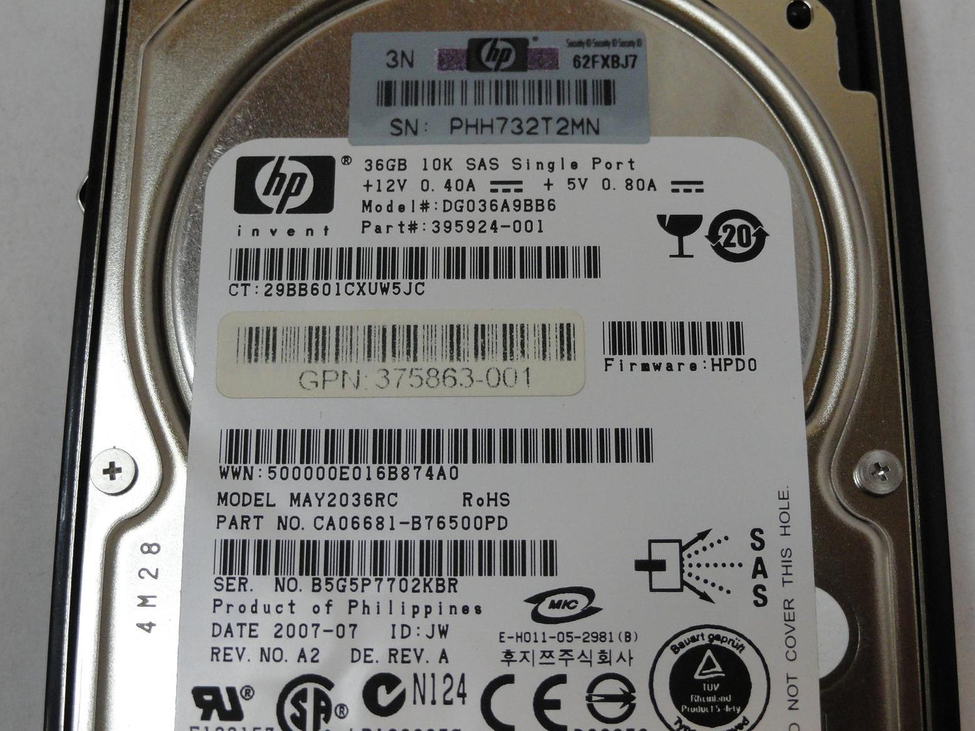 PR10809_CA06681-B76500PD_Fujitsu HP 36GB SAS 10Krpm 2.5in HDD - Image4