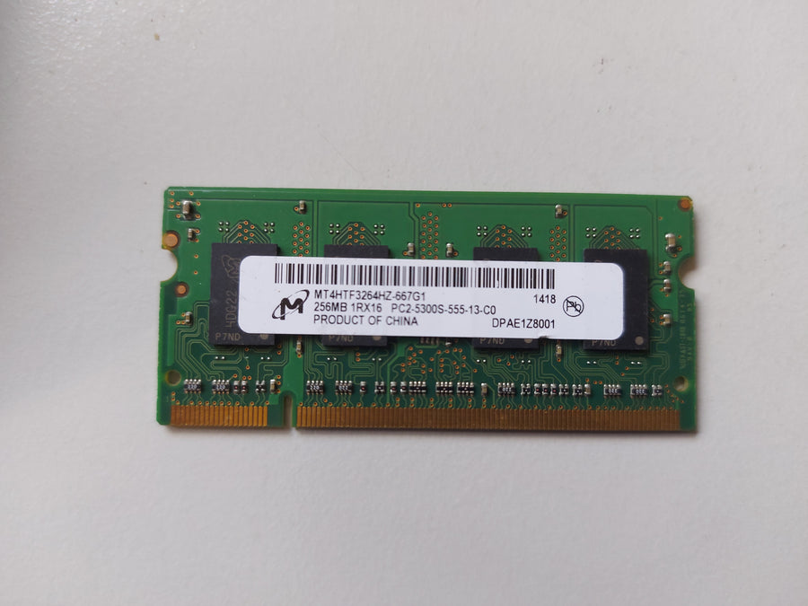 Micron 256MB PC2-5300 DDR2-667MHz non-ECC Unbuffered CL5 200-Pin SoDimm Memory Module ( MT4HTF3264HZ-667G1 ) REF