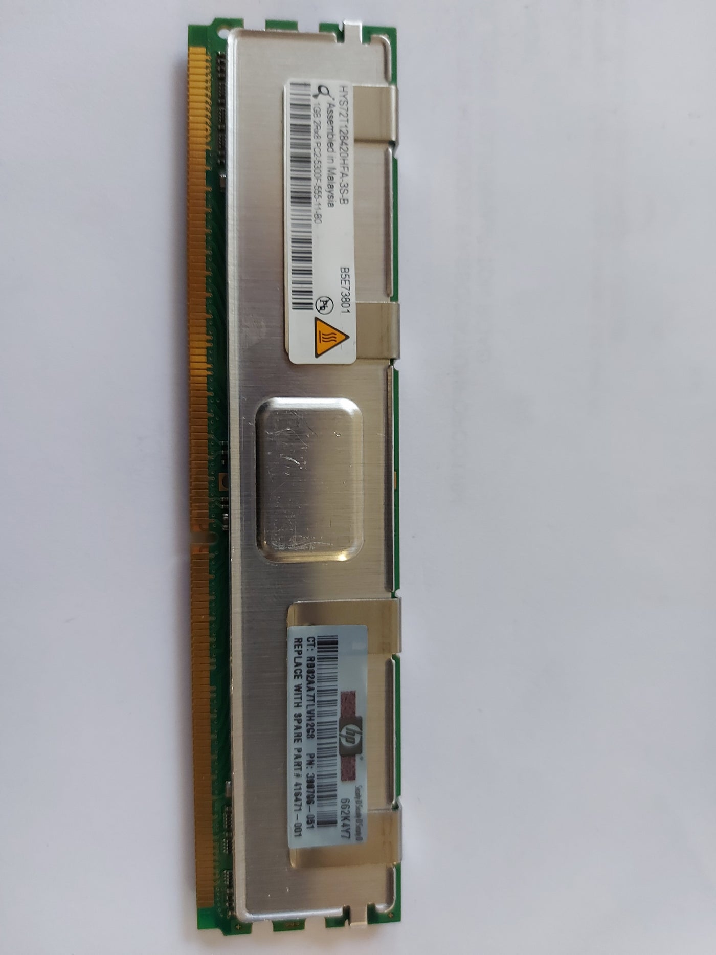 HP Qimonda 1GB DDR2-667MHz ECC Fully Buffered CL5 240-Pin DIMM Double Rank Memory Module (single) ( HYS72T128420HFA-3S-B 398706-051 416471-001 ) REF