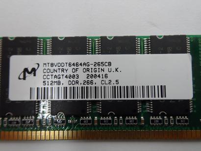 PR21505_MT8VDDT6464AG-265CB_Crucial/Micron 512MB PC2100 DDR-266MHz  DIMM - Image3