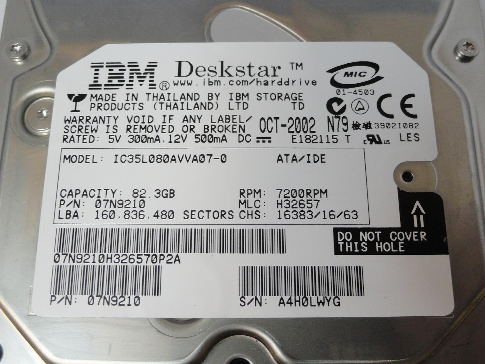 PR13502_07N9210_IBM 82.3GB IDE 7200rpm 3.5in HDD - Image3