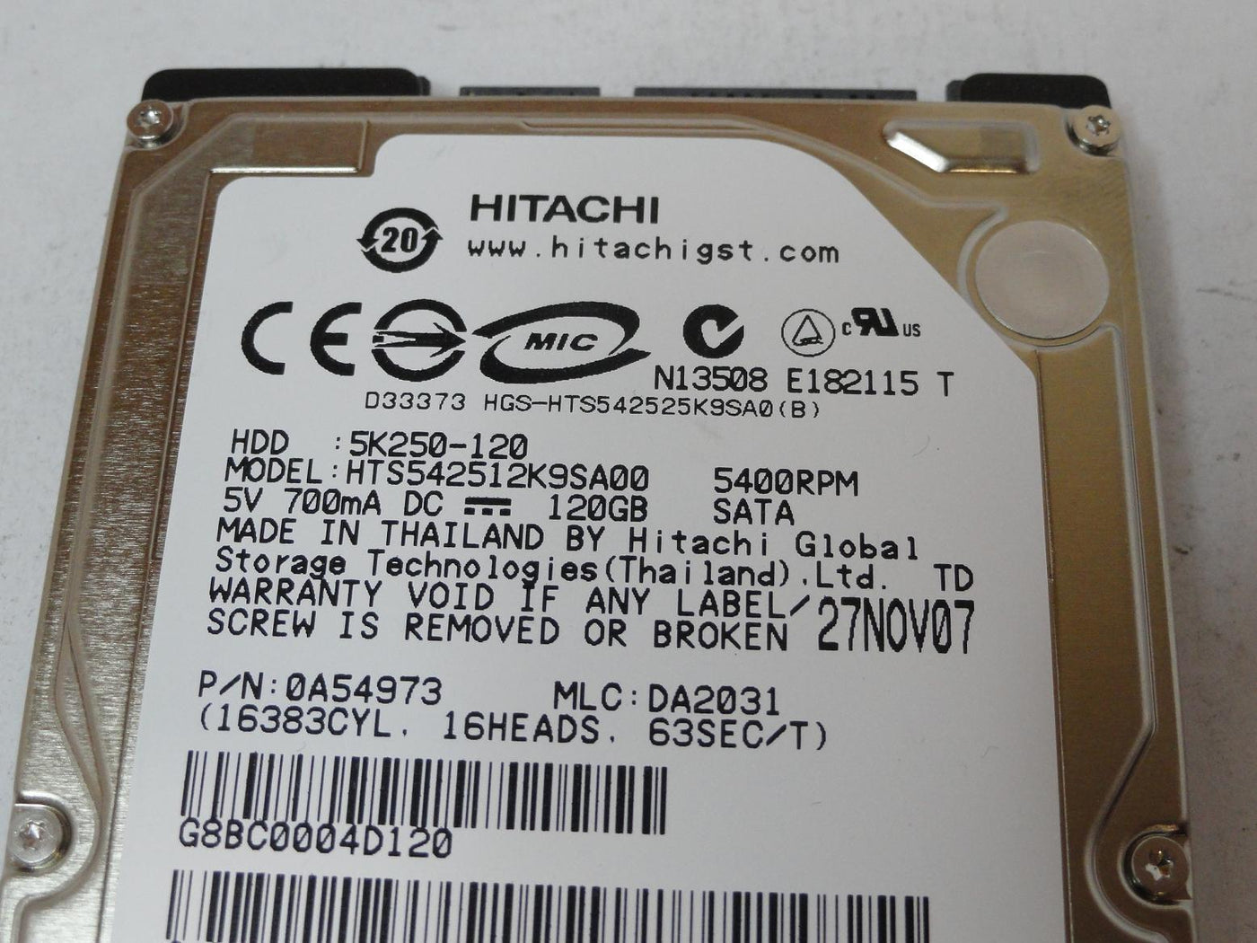 PR23985_0A54973_Hitachi 120GB SATA 5400rpm 2.5in HDD - Image3
